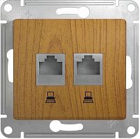 Розетка компьютерная без рамки Systeme Electric Glossa 2-м. RJ45+RJ45 5e дерево картинка